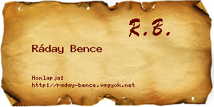 Ráday Bence névjegykártya